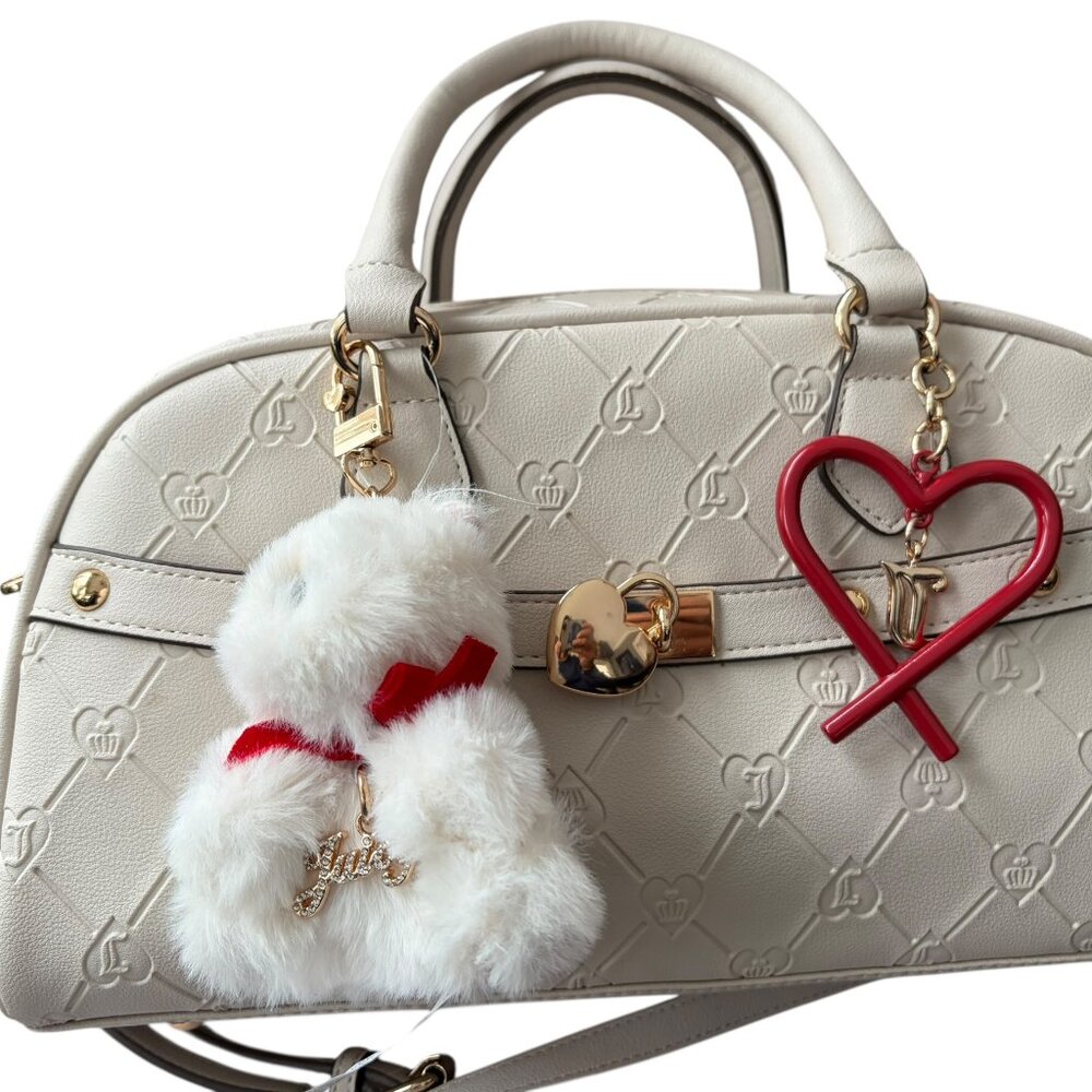 Juicy Couture - Juicy Dome Satchel in Crystal White Ivory with Plush charm